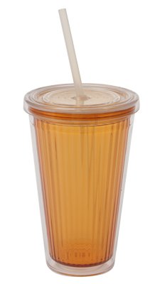Gimex Becher mit Strohhalm orange