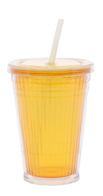 Gimex Becher mit Strohhalm gelb